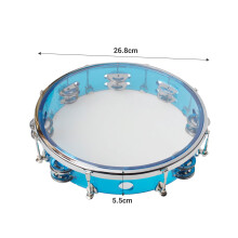 MIXFEER10" Handtambourine, dubbele rij drumstel, percussie-instrument voor kerk, kinderen en volwassenen, met stemsleutel, blauw