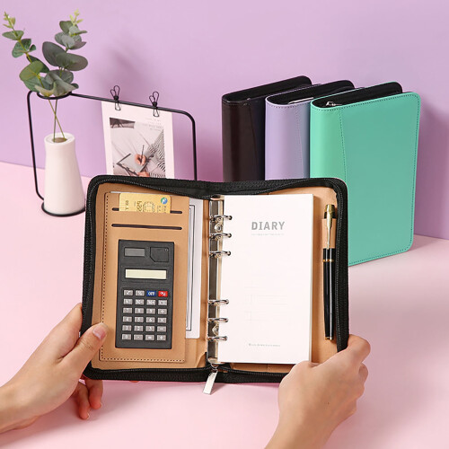 Σημειωματάριο Hesroicy με φερμουάρ και σπιράλ A6 - Τσάντα αποθήκευσης με χάρτινες