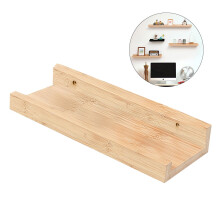 Wandregal aus Holz, schwebende Ablagefläche, Wandregal, Kunst für die Heimdekoration (Bambusfarbe)