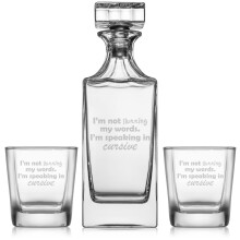 Coffret cadeau carafe à whisky avec 2 verres à whisky Old Fashioned - Humour : Je ne parle pas de façon incohérente, je parle en cursive !