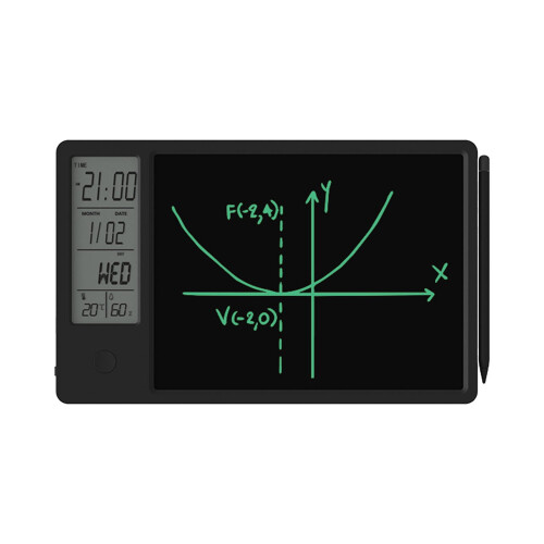 Tablet de escrita LCD Tarmeek de 10 polegadas com calendário, temperatura e umidade, e despertador - Compatível com uso em escritório e em casa.