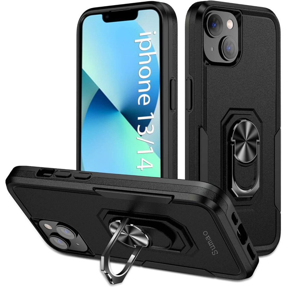 Sumao For Compatible With Iphone 13 Case With Ring,Military Grade Shockproof Liquid Silicone Slim Phone Case-Matte Black 9164030995932