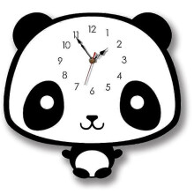 Nástenné hodiny Panda v severskom štýle, tiché drevené hodiny do izby[D] bielo-čierne