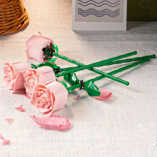 3 kleurrijke rozen bouwblokken - Leuk bloemenspeelgoed voor kinderen, woondecoratie boeket