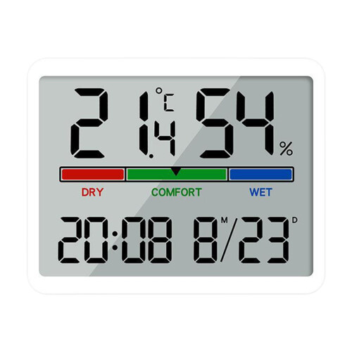 Relógio eletrônico Ikohbadg colorido com display LED de 8 polegadas, alarme duplo, indicador de temperatura e umidade - Relógio digital de tela 1