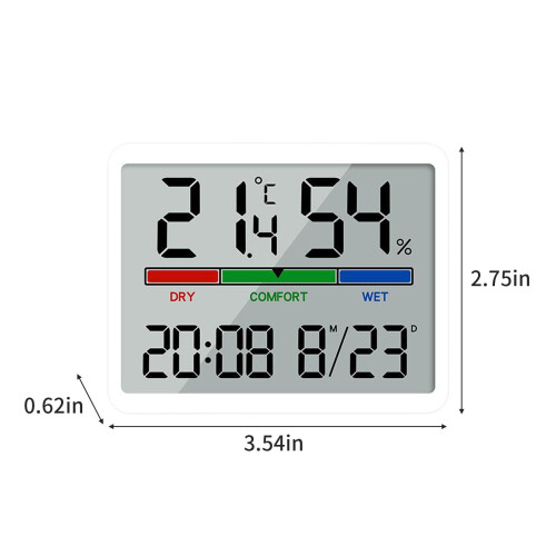 Relógio eletrônico Ikohbadg colorido com display LED de 8 polegadas, alarme duplo, indicador de temperatura e umidade - Relógio digital de tela 2