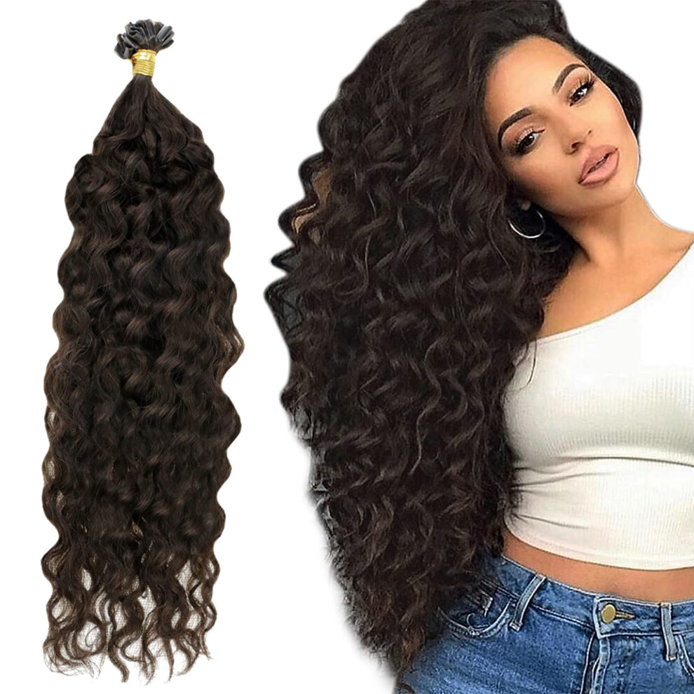 Unisex Brown 14 Inch U Tip Human Hair Extensions Darkest Natural Wave Remy Keratin Fusion 40G