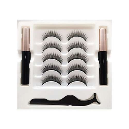 Κιτ μαγνητικών βλεφαρίδων και eyeliner5Ζεύγη φυσικών ψεύτικων βλεφαρίδων με 1
