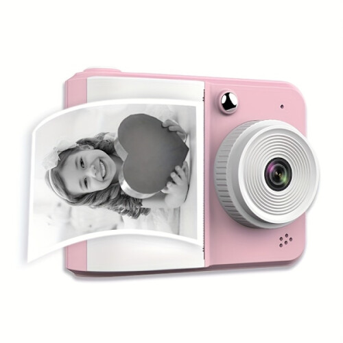 Câmera Digital Infantil Instantânea com Tela de 2,4 Polegadas, 1080P, Rosa