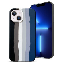 Tenký kryt Emlimny Slim pro iPhone 13, nárazuvzdorný měkký tekutý silikonový kryt (6,1 palce), duhově černý