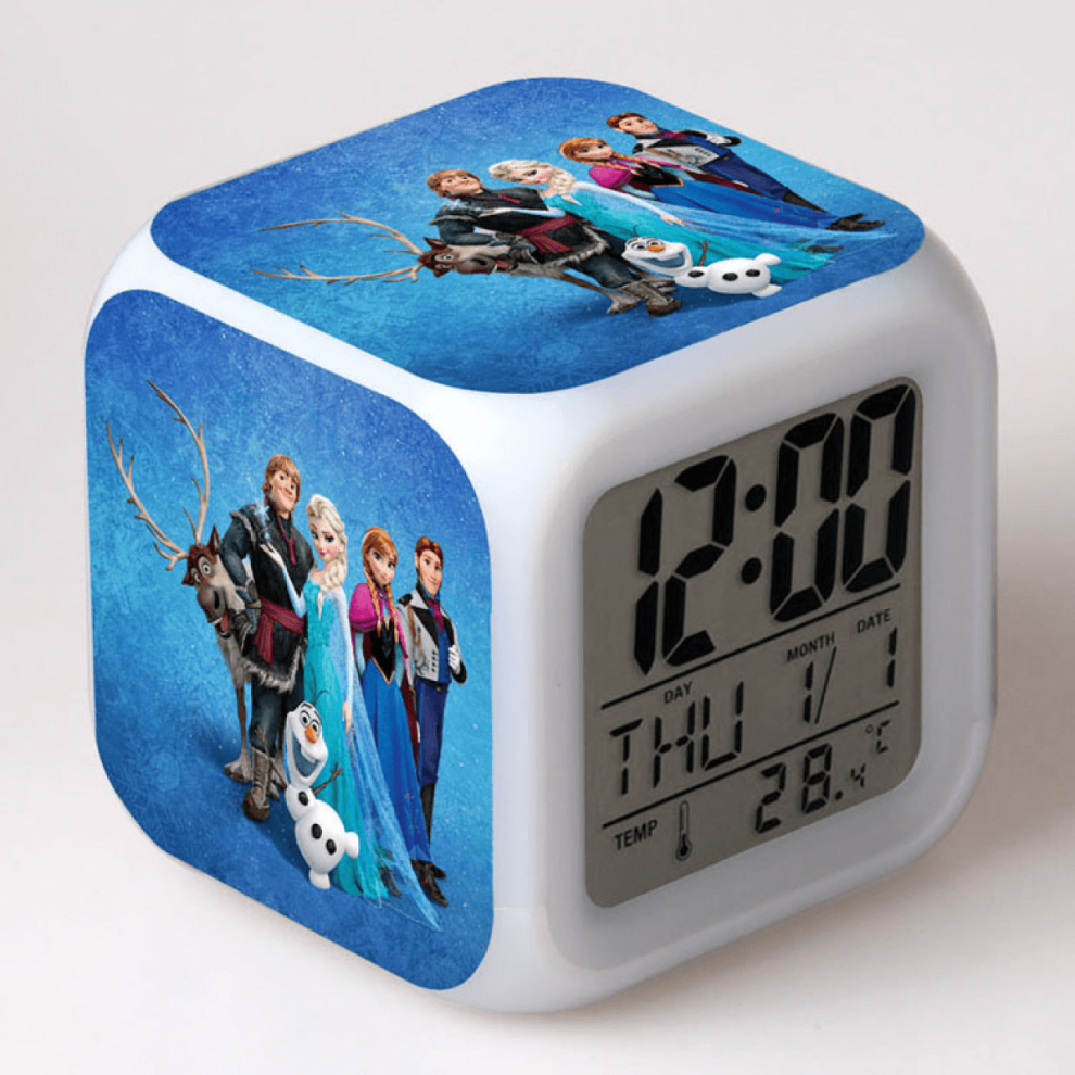 LED Alarm Clock with Frozen Pattern, Glowing Colorful Digital Table Clock, Compatible with HTNL#167, Creative Gift for Kids & Adults