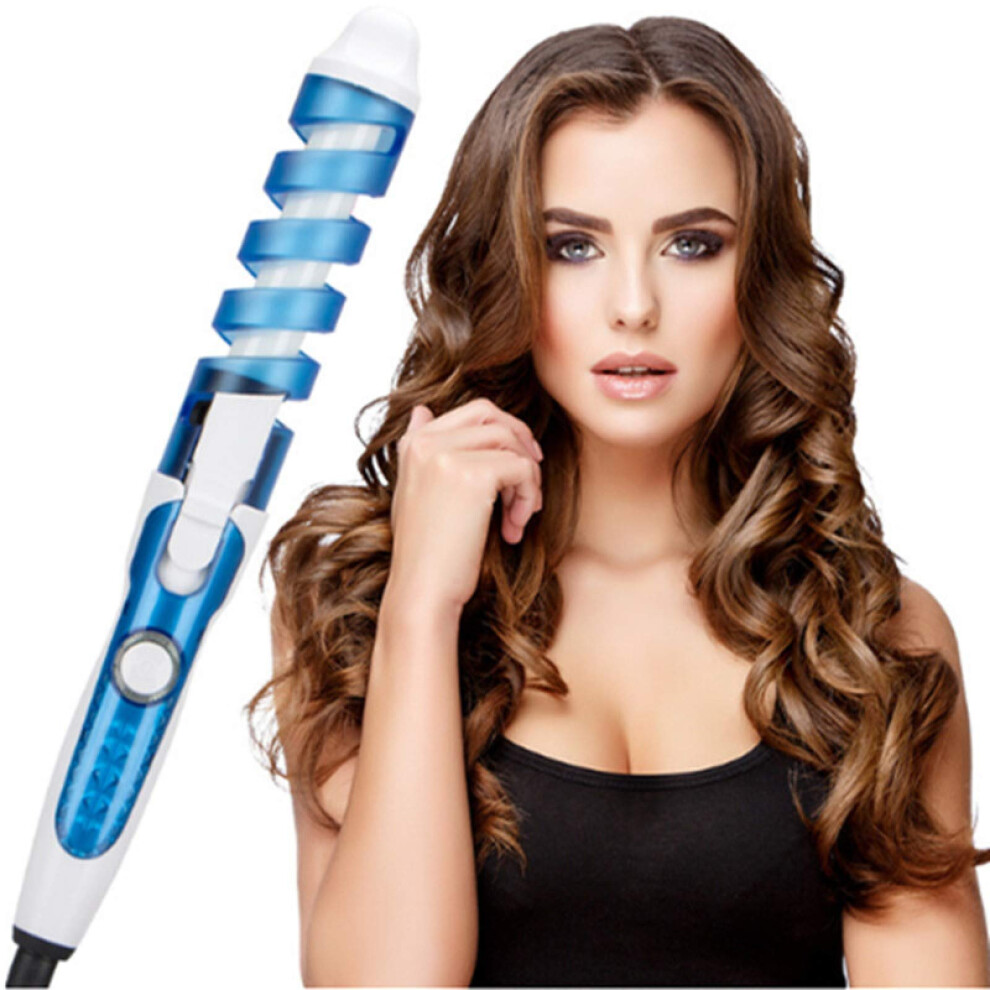 Curling Iron with Ceramic Spiral Barrel, Fast Heat Up Tourmaline Hair Curler Wand Dual Voltage