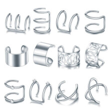 12-pakning Fake Helix Piercing øredobber ørecuff uten hull sølv sølv