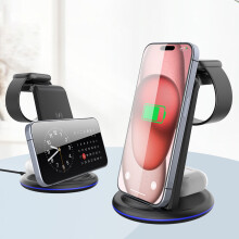 Jacenvly2024Ny3-i-1 trådlös laddare med magnetisk sugkraft, vertikalt stativ, telefonhållare, 15W snabbladdningsdocka