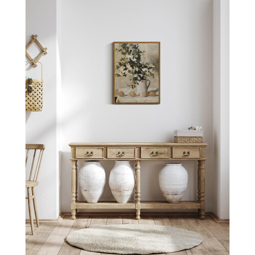 Vintage Τέχνη Τοίχου 12"x16" - Πίνακας με Λουλούδια & Λεμόνια, Εκτύπωση σε Καμβά με 1