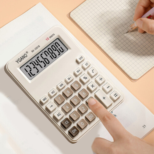 Clearance! RnemiTe-amo10-digit calculator compatible with elementary school math textbooks, portable silent desktop model, battery-powered 1