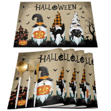 Jogo de 4 jogos americanos xadrez búfalo para o Halloween, nas cores abóbora e preto, reversíveis, para mesa de jantar, ideais para decoração de
