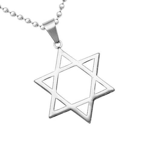 Colar masculino com pingente Estrela de Davi em aço inoxidável, corrente de 20 polegadas, cor prata. 2