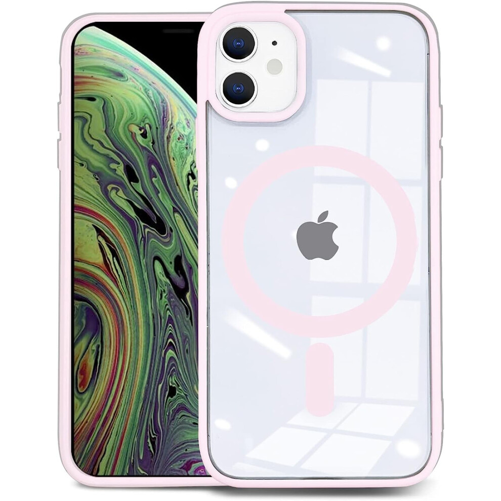 Phone 11 Case Compatible With Magsafe, Anti Yellowing Shockproof Slim Thin Clear Cover For Women Men - Candy Pink 9395123345635