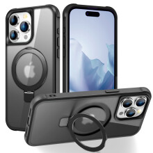 Plastic Compatible with Magsafe Phone Case for compatible with iPhone 16 Pro 2024 6.1 inch, Wireless Charging Magnetic Ring Stand, Shockproof Matte