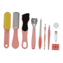 10pcs Stainless Steel Foot File Set for Callus Removal and Smooth Skin Pedicure Tool Pink