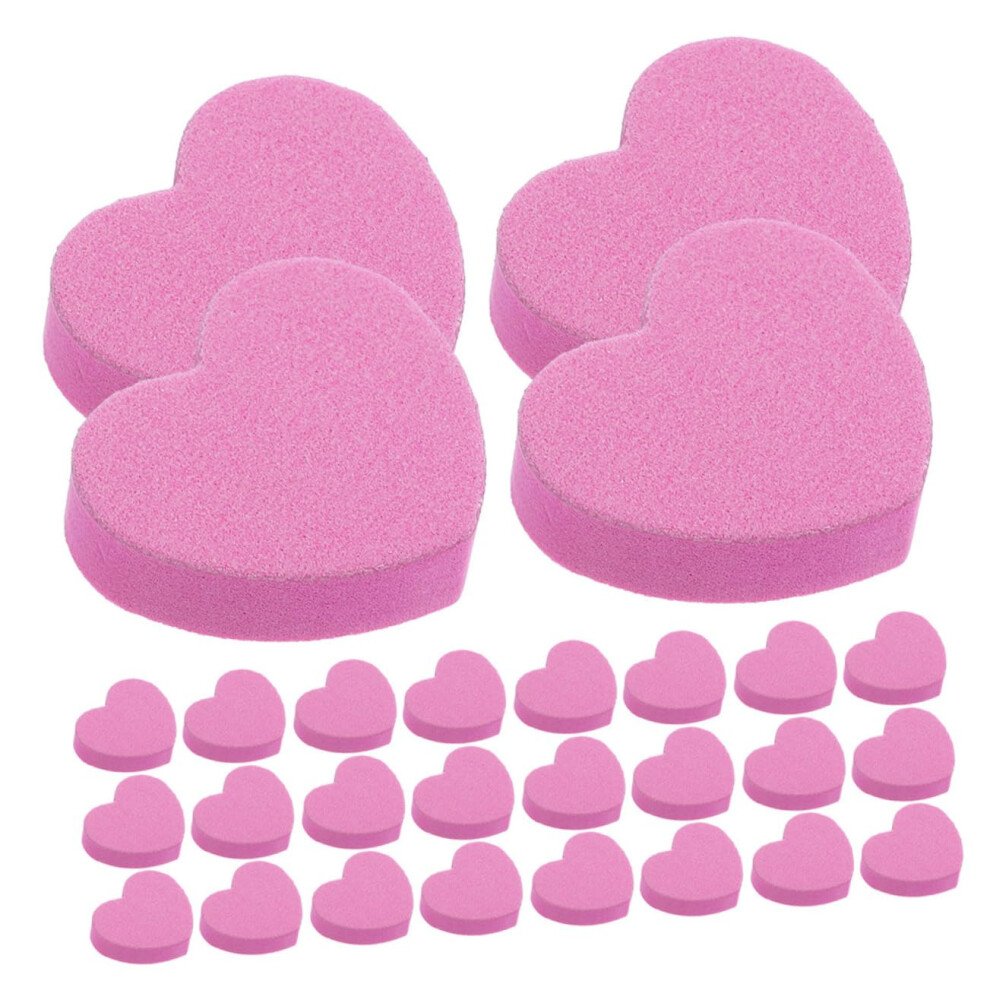100pcs Heart Shaped Pink Dual Sided Nail Buffer Block with Sponge Core for Gentle Manicure