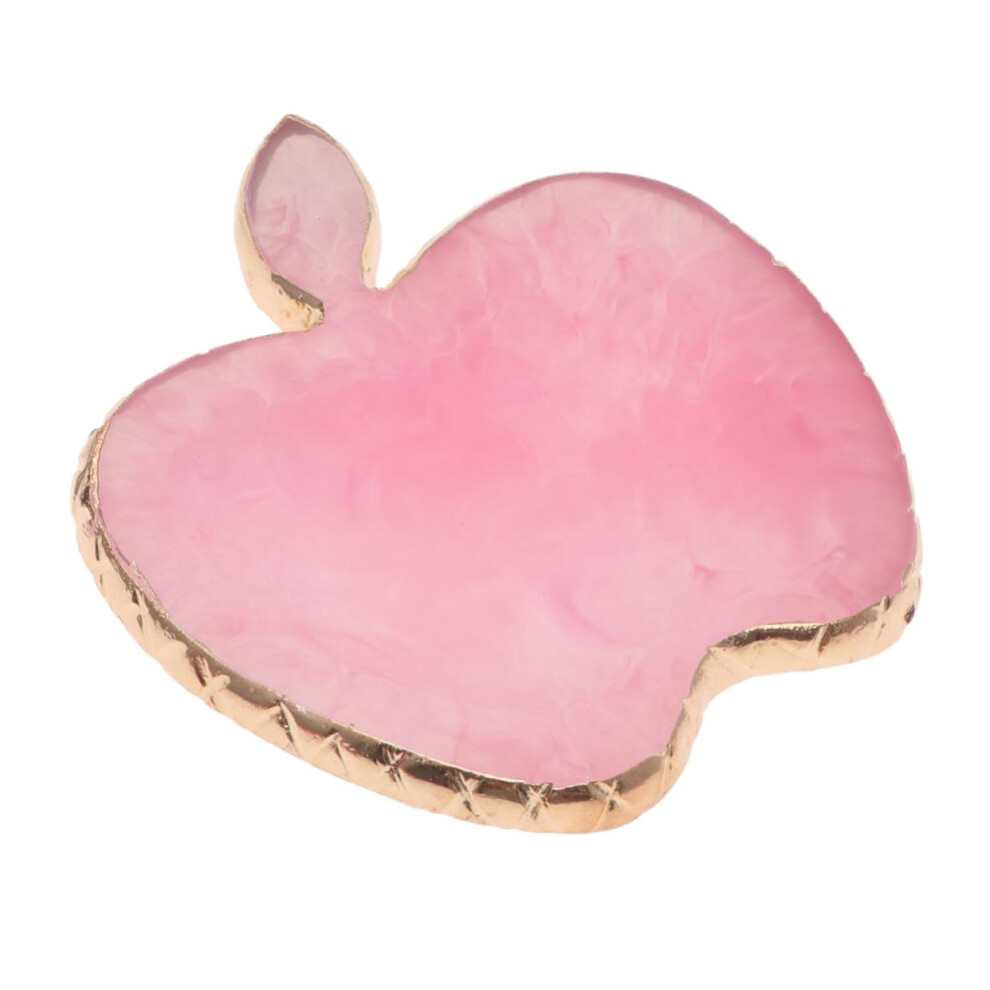 Nail Art Mixing Palette Resin Apple Shape Pink Agate Gold Rim Manicure Display Plate