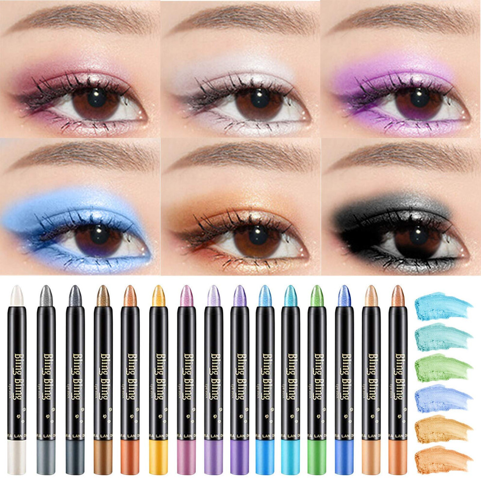 Grey Eyeshadow Stick Longlasting Waterproof Shimmer Glitter Pencil With Pearlescent Finish 2# Colorful