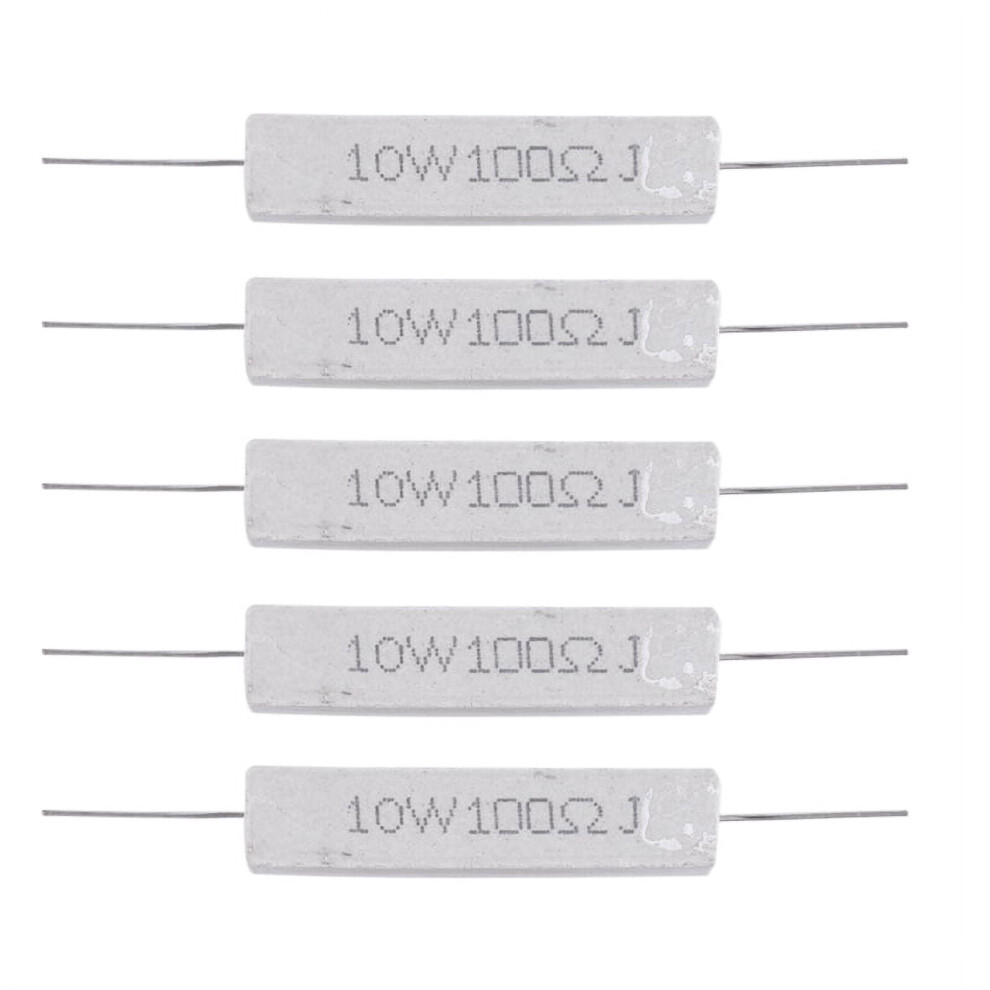 5 Pcs 10W Watt 100 Ohm 5% Axial Wirewound Cement Resistors 9395123673493