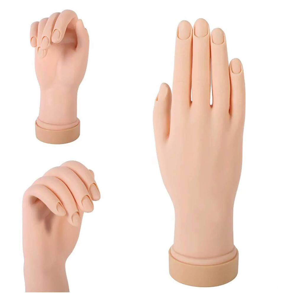 Practice Hand for Nail Training with Realistic Flexible Fingers, Reusable Acrylic Nail Art Model