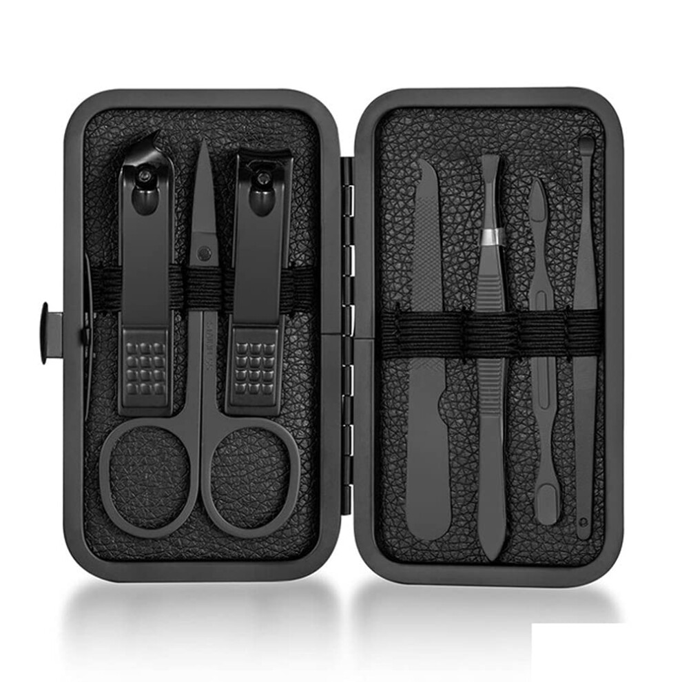 Manicure Set 7Pcs Durable Carbon Steel Nail Clipper Kit with Case for Travel and Pedicure Grooming