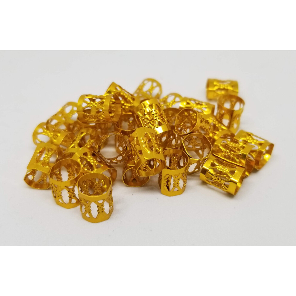 Gold 100Pcs Dreadlock Hair Beads 8X9mm Hair Braid Cuffs For Easy Styling And Box Braids
