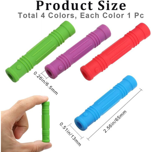 Λαβές μολυβιών σιλικόνης 4Colors - Αδιάβροχες, μασώμενες, ανάγλυφες θήκες για αύξηση 1