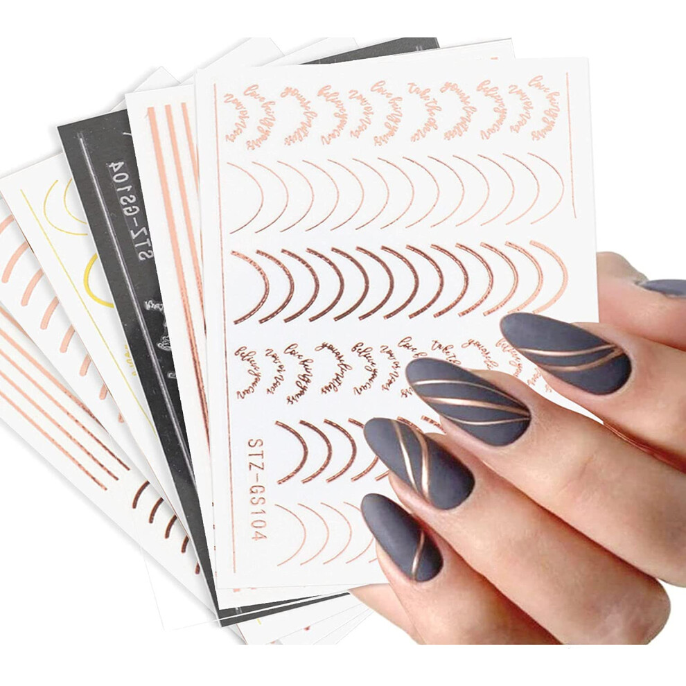 French Manicure Nail Stickers 8 Sheets SelfAdhesive Nail Art Decals for Home and Salon