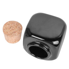 Ceramic Nail Art Cup with Wooden Cork for Manicure Liquid Storage Black Durable Travel Size