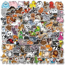 100 adesivos fofos de animais, vinil à prova d'água para laptop, para-choque, skate, garrafas de água, compatíveis com celular e computador.