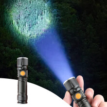 Tóirse LED Inaistrithe, Muirearú Mini USB Cóimhiotal Alúmanaim, Ultra-gheal le haghaidh Allamuigh, Iascaireachta, Fiach, Campála - Ag luí le