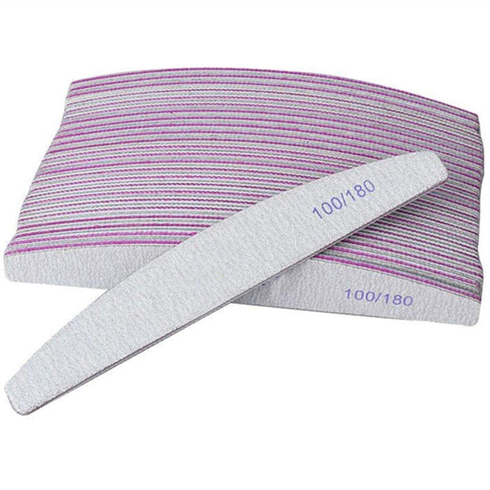 Nail File and Buffer 5pcs 100/180 Grit for Manicure Pedicure, Durable Emery Board for Acrylic and Natural Nails