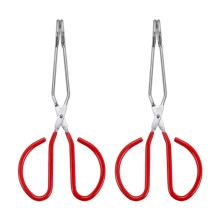 2 Stück Edelstahl-Grillzangen, Speisenzange, Grillzange, modische Grillzange, rot