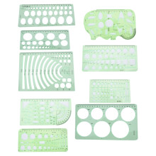Plastic Ruler For Drafting Accessories, Transparent Green Measuring Templates With Sturdy Plastic Build, Different Sizes Circle And Oval Template,