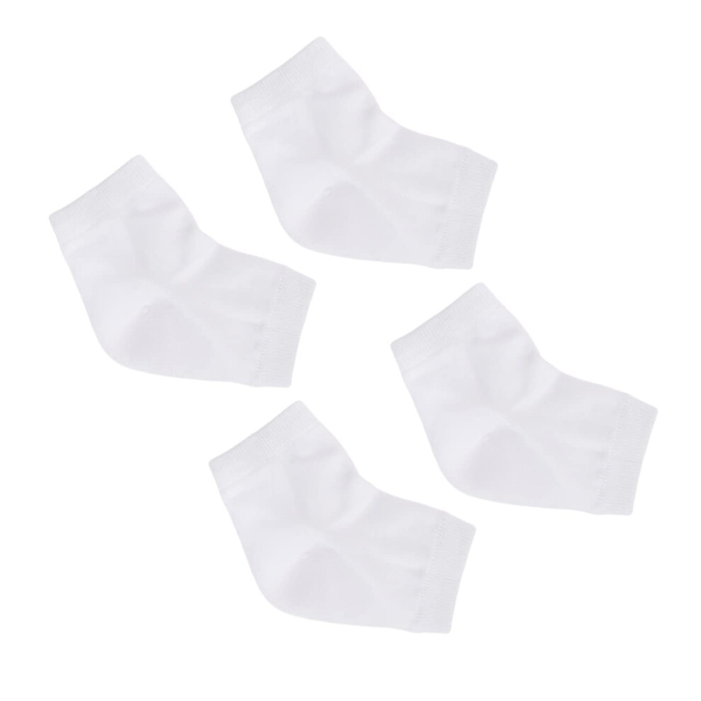 White 2 Pairs Moisturizing Gel Heel Socks For Dry Cracked Feet With Breathable Toeless Design For Night Care