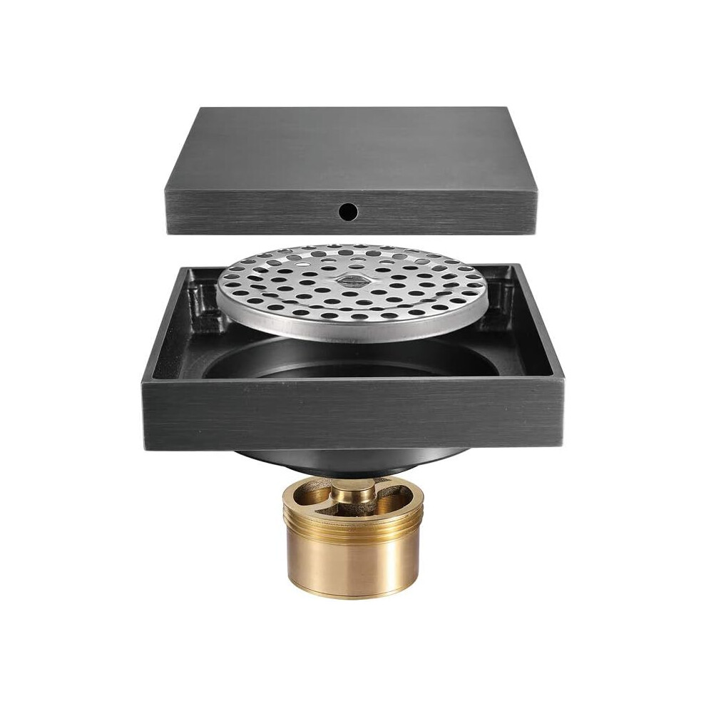 Shower Drain With Gravity Spring Design, Stainless Steel Shower Floor Drain, 10X10cm Gray, Featuring A Brass Anti-Odor Core And Removable Grate, Perfe 9074015802202