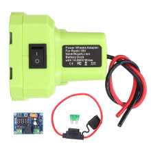 Adaptador Power Wheel para batería Ryobi de 18 V con fusible de 30 A y terminales de cable para conexión segura. Compatible con camiones RC,