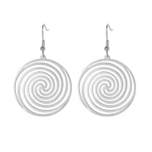 Pendientes colgantes RSAMD Geometry Spiral Big Hollow Circle Shape Exaggerized Dangle Pendant Stud Earring - Acero inoxidable color
