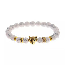 RSAMD Chakra Naturlig Lava Onyx Sten Vejrbestandig Armbånd til Mænd Kvinder Vintage Armbånd - Guldfarvet
