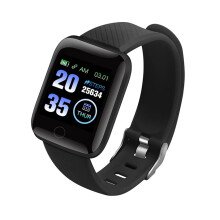 Brățară inteligentă tactilă, monitor de fitness, ritm cardiac, ceas sport (negru)