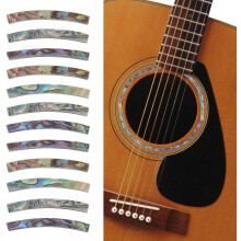 Incrustations autocollantes pour rosace de guitare, en nacre d'ormeau de Nouvelle-Zélande, pour guitares acoustiques. Vert nacre.