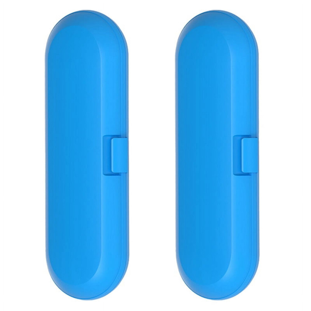 2Pcs Protable Electric Toothbrush Travel Box Storage Case for Universal Toothbrush Handle Tooth Brush Heads Holder,Blue