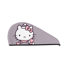 Bonnet de douche Hello Kitty en velours corail épais et doux pour cheveux secs