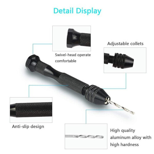Hand drill with 20 different bits Black 0.3-1.6 mm 1